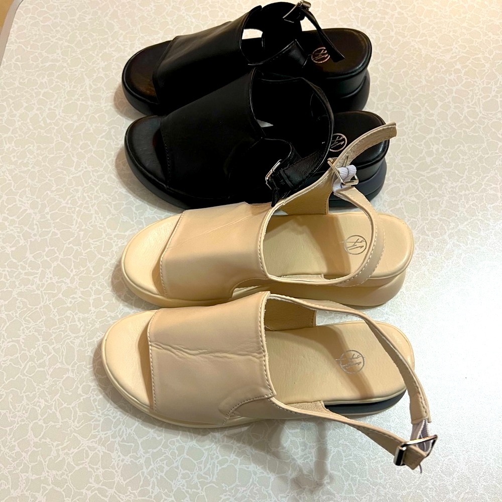 2 X Sandals with straps with wedged Women same size : 37” - Picture 4 of 6